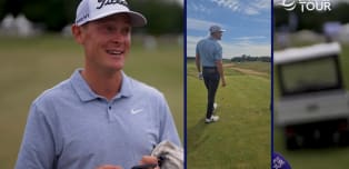Vincent Normann reacts to hole-in-one during Volvo Car Scandinavian Mixed practice round